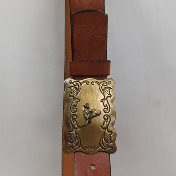 Vintage Chaucer Harness Leather Belt w/Western Buckle 26 Brown - Picture 16 of 16